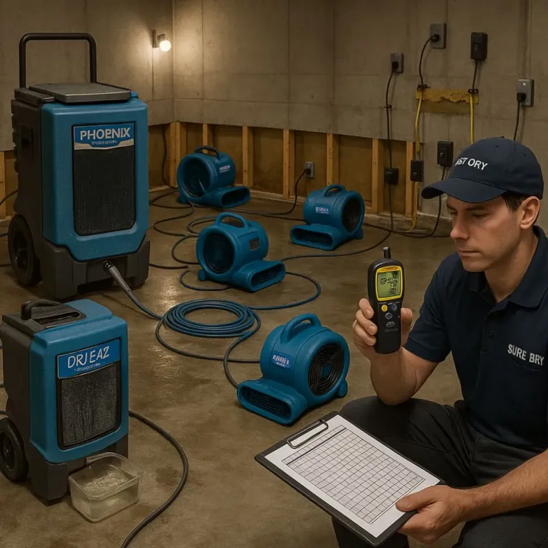 Structural Drying and Dehumidification process in West Hills, NY